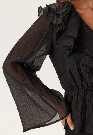 Ruffle Wide Sleeve Blouse