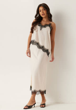 Satin Lace Midi Skirt