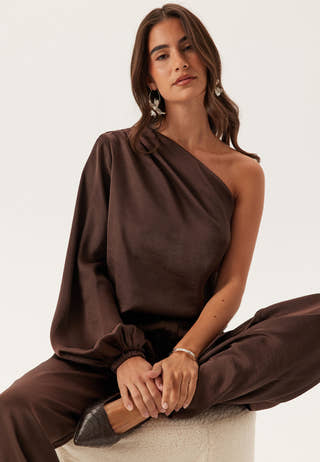 Satin One Shoulder Blouse