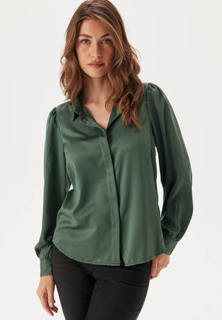 Satin Puff Sleeve Shirt