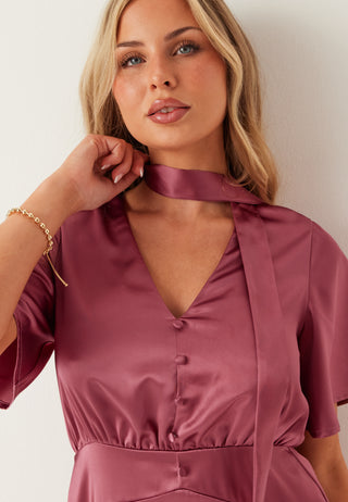 Satin Scarf Maxi Dress