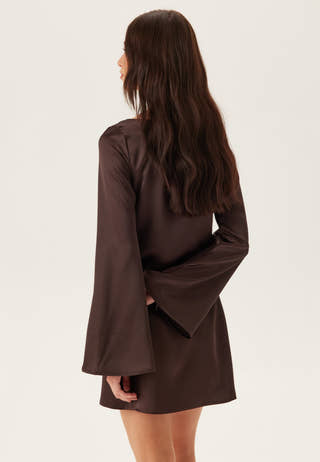 Satin Trumpet Sleeve Short Dress