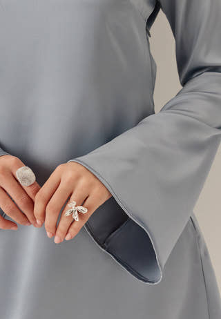 Satin Trumpet Sleeve Short Dress