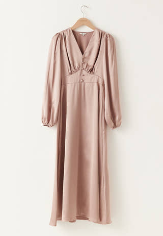 Satin V-neck Maxi Dress