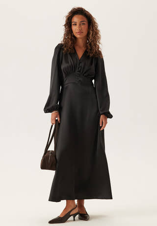 Satin V-neck Maxi Dress