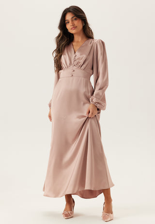 Satin V-neck Maxi Dress