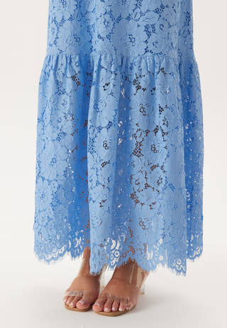 Scalloped Lace Edge Maxi Skirt