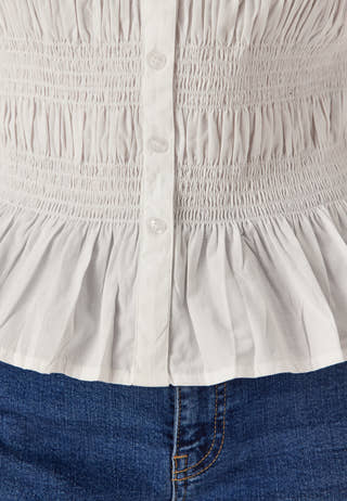 Short Sleeve Cotton Smock Blouse