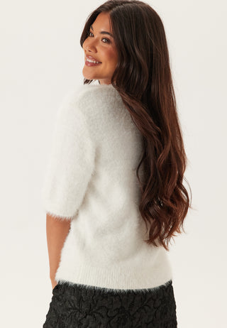Short Sleeve Fluffy Knitted Cardigan