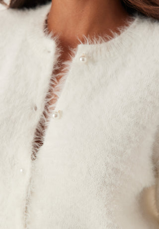 Short Sleeve Fluffy Knitted Cardigan