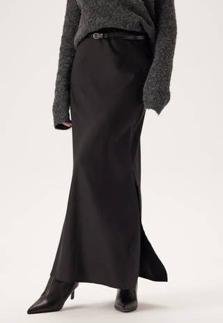 Slit Satin Maxi Skirt