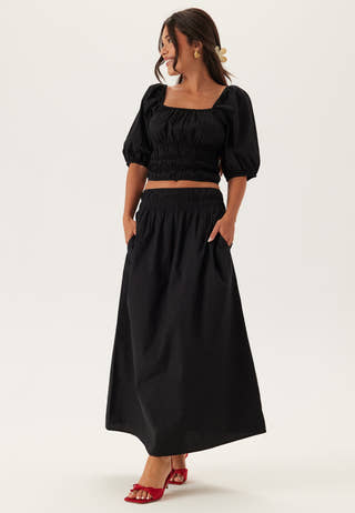 Smock Waist Maxi Skirt