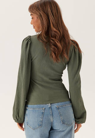 Square Neck Balloon Sleeve Top