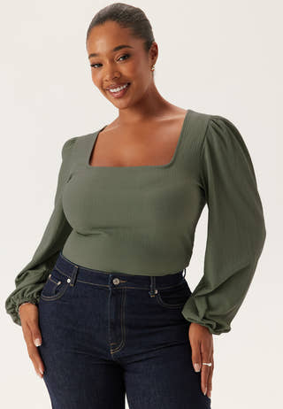 Square Neck Balloon Sleeve Top