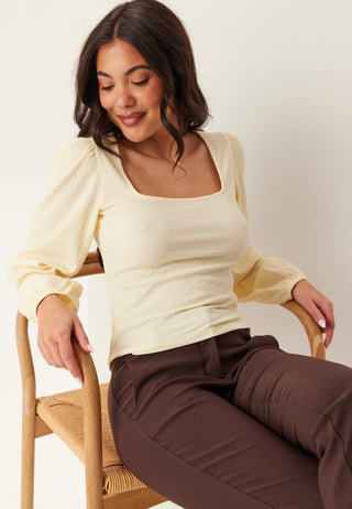 Square Neck Balloon Sleeve Top