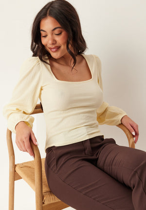 Square Neck Balloon Sleeve Top