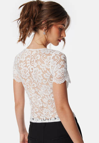 Square Neck Lace S/S Top