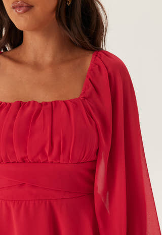 Square Neck L/S Georgette Blouse