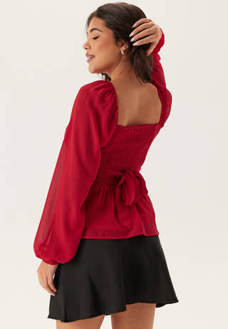 Square Neck L/S Georgette Blouse