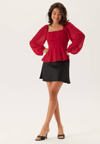 Square Neck L/S Georgette Blouse