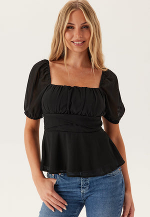 Square Neck S/S Georgette Blouse