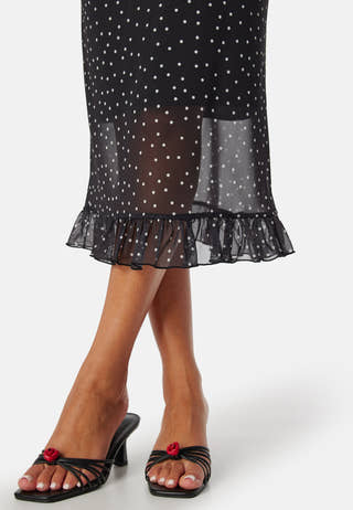 Strap Mesh Frill Dress