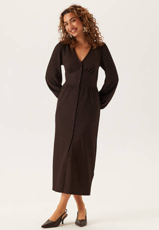 Bubbleroom Structure Button Midi Dress Brown Brown Bubbleroom Structure Button Midi Dress Brown Brown