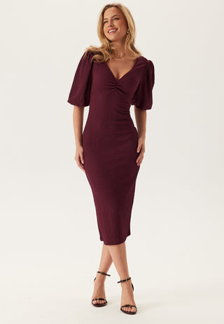 bubbleroom-structure-puff-sleeve-dress-burgundy