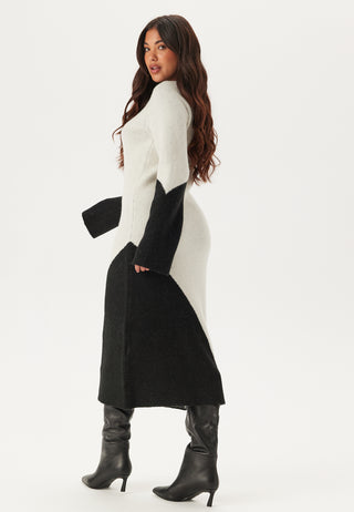 V-neck Knitted Midi Dress