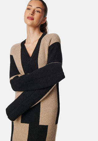 V-neck Knitted Midi Dress