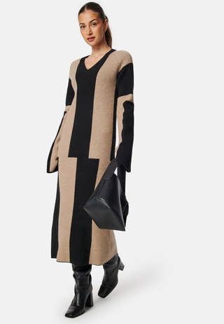 V-neck Knitted Midi Dress