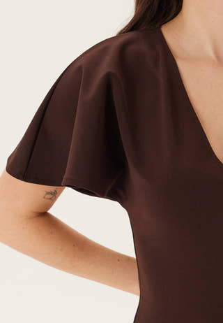 V-Neck Butterfly Sleeve Dress