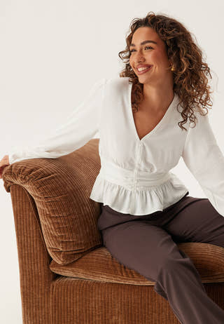 V-neck Button Blouse