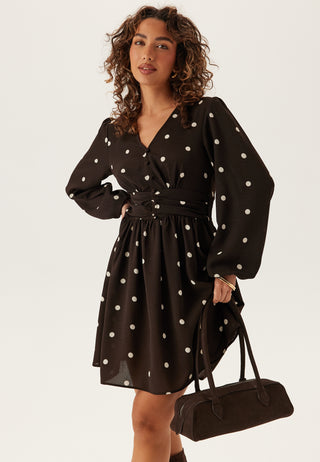 V-neck Button Short Dress