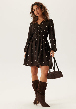 V-neck Button Short Dress