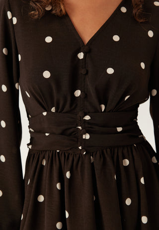 V-neck Button Short Dress