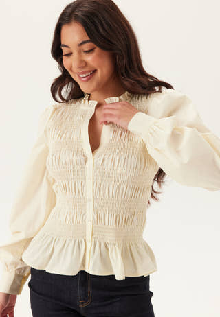 V-neck Cotton Smock Blouse