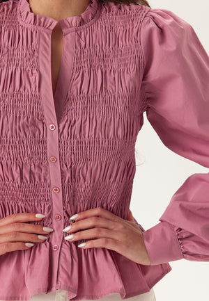 V-neck Cotton Smock Blouse