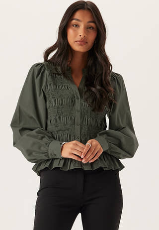 V-neck Cotton Smock Blouse