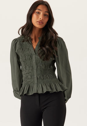 V-neck Cotton Smock Blouse