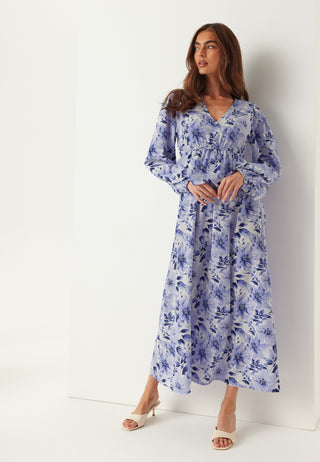 V-neck Flounce Maxi Dress