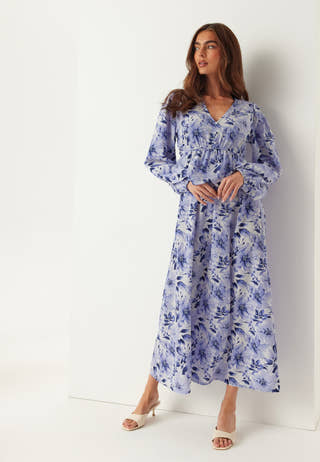 V-neck Flounce Maxi Dress