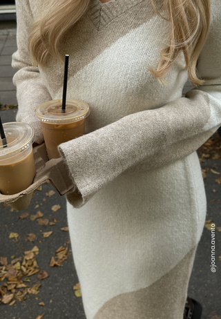 V-neck Knitted Midi Dress