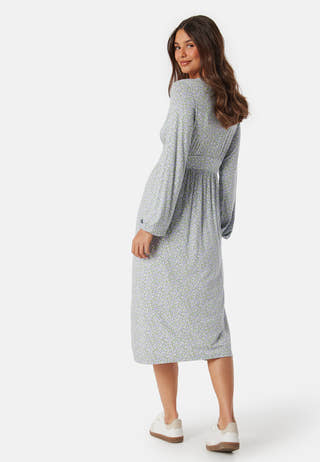 V-neck Midi Button Dress