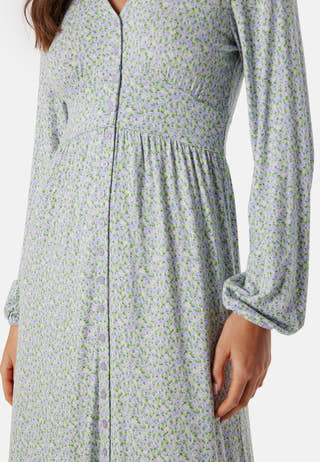 V-neck Midi Button Dress