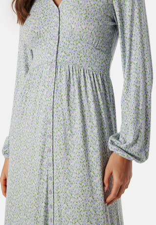 V-neck Midi Button Dress