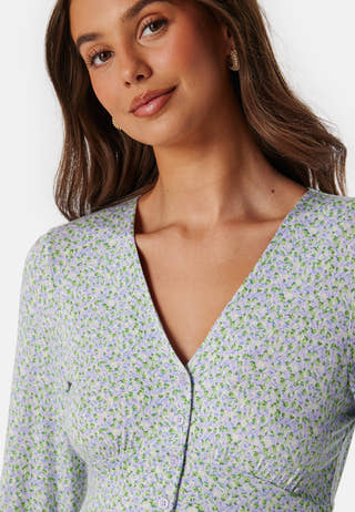 V-neck Midi Button Dress