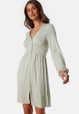 V-neck Short Button Dress