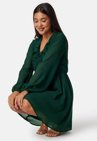 V-neck Short Frill Dress