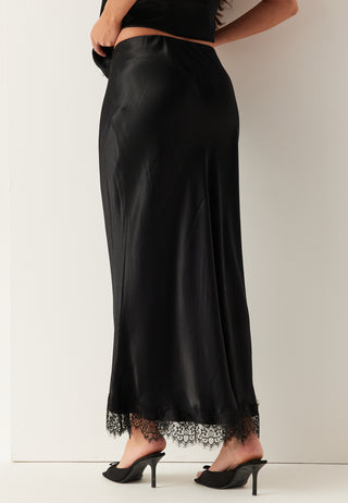 Viscose Satin Lace Skirt